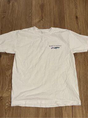 BORN X RAISED White Short Sleeve Logo Tee Mens S